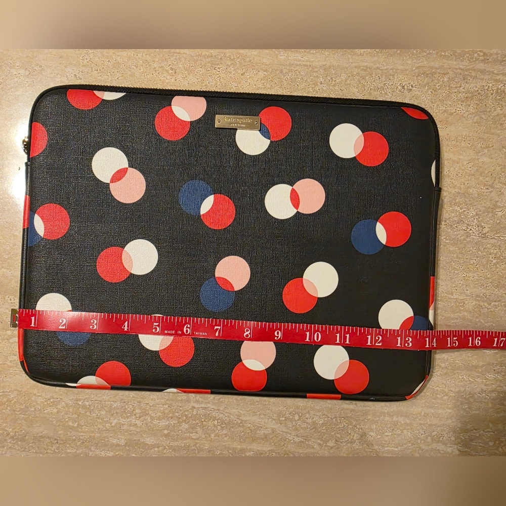 Kate Spade Black & Multicolor Polka Dot Zippered Laptop Sleeve/Case EUC - Picture 7 of 7
